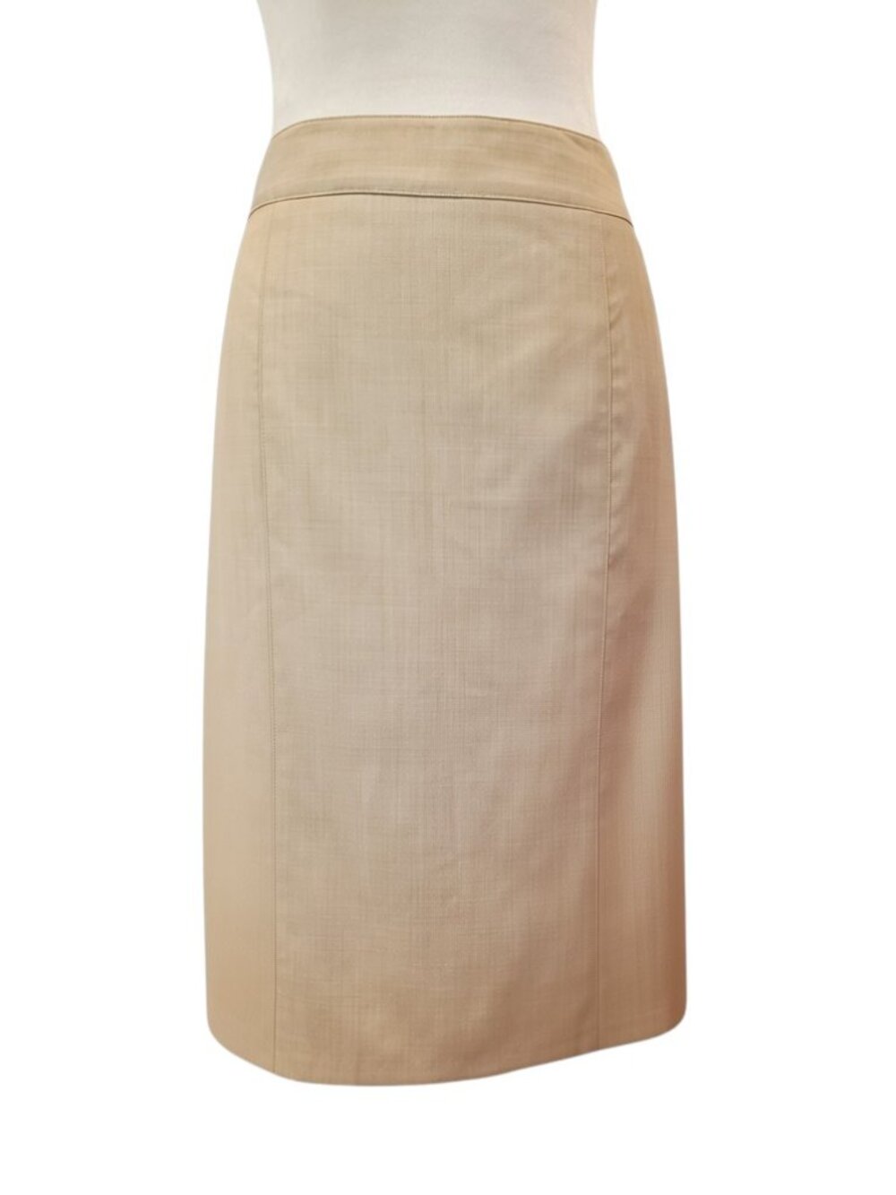 ANN TAYLOR SZ 12  100% Wool Lightweight Trumpet/Flare Lined Midi Skirt — Tan
